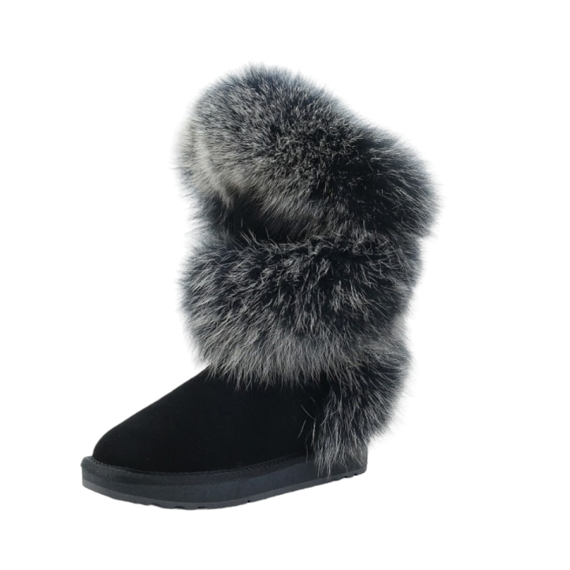 Luxurious Soft Fluffy Fur High Winter Snow Boots