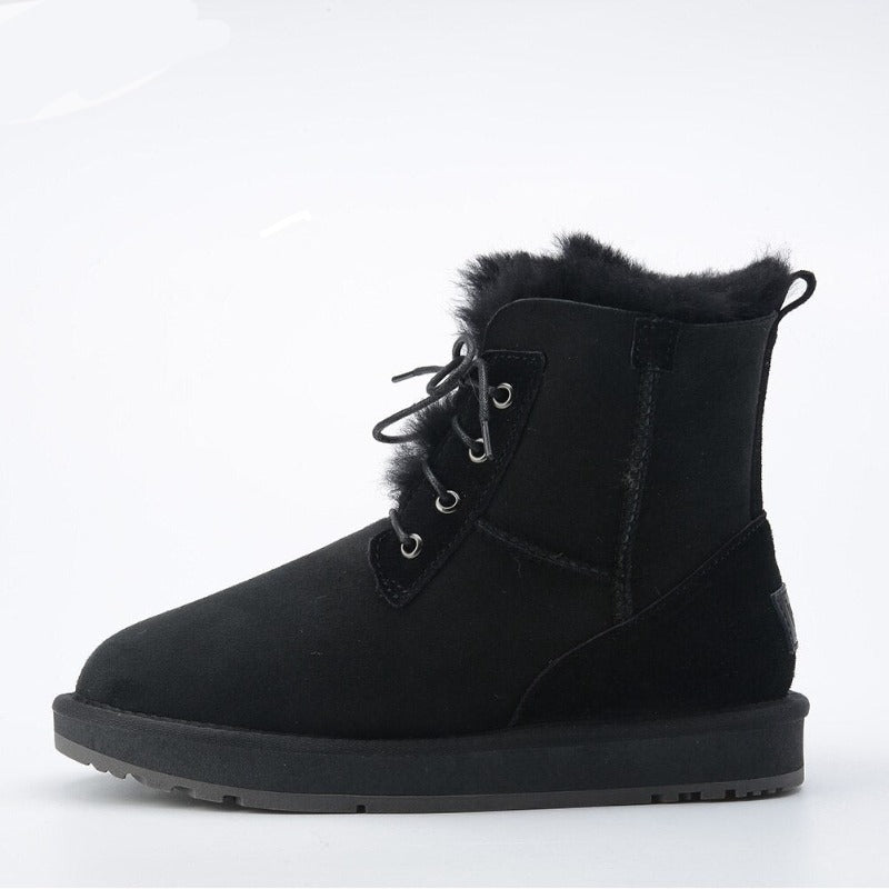 Leather Women Short Ankle Winter Boots