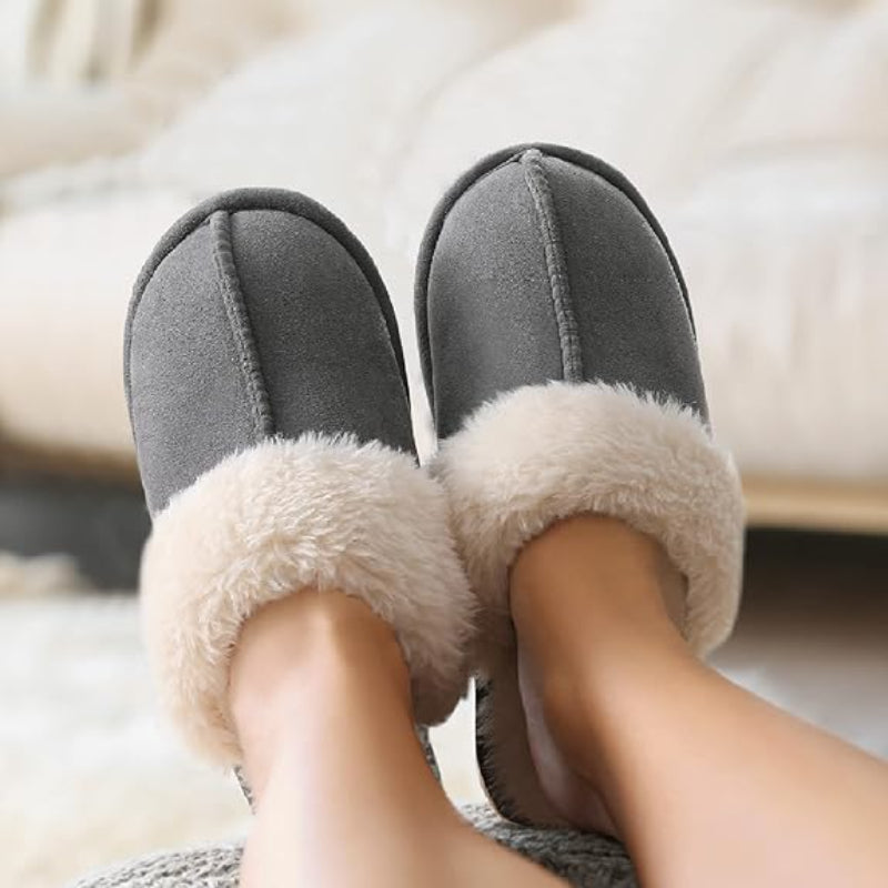 Cozy Fleece Lined Suede Plush Slippers