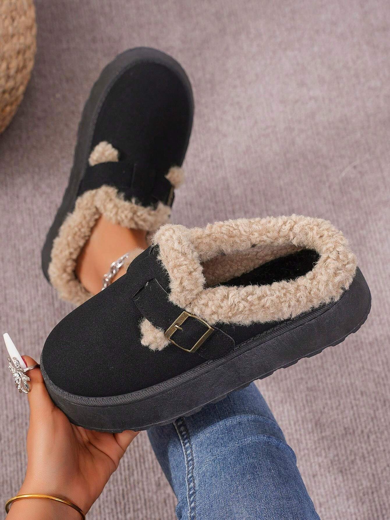 Cozy Winter Plush Lined Platform House Slippers