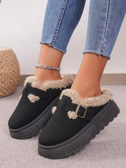 Cozy Winter Plush Lined Platform House Slippers