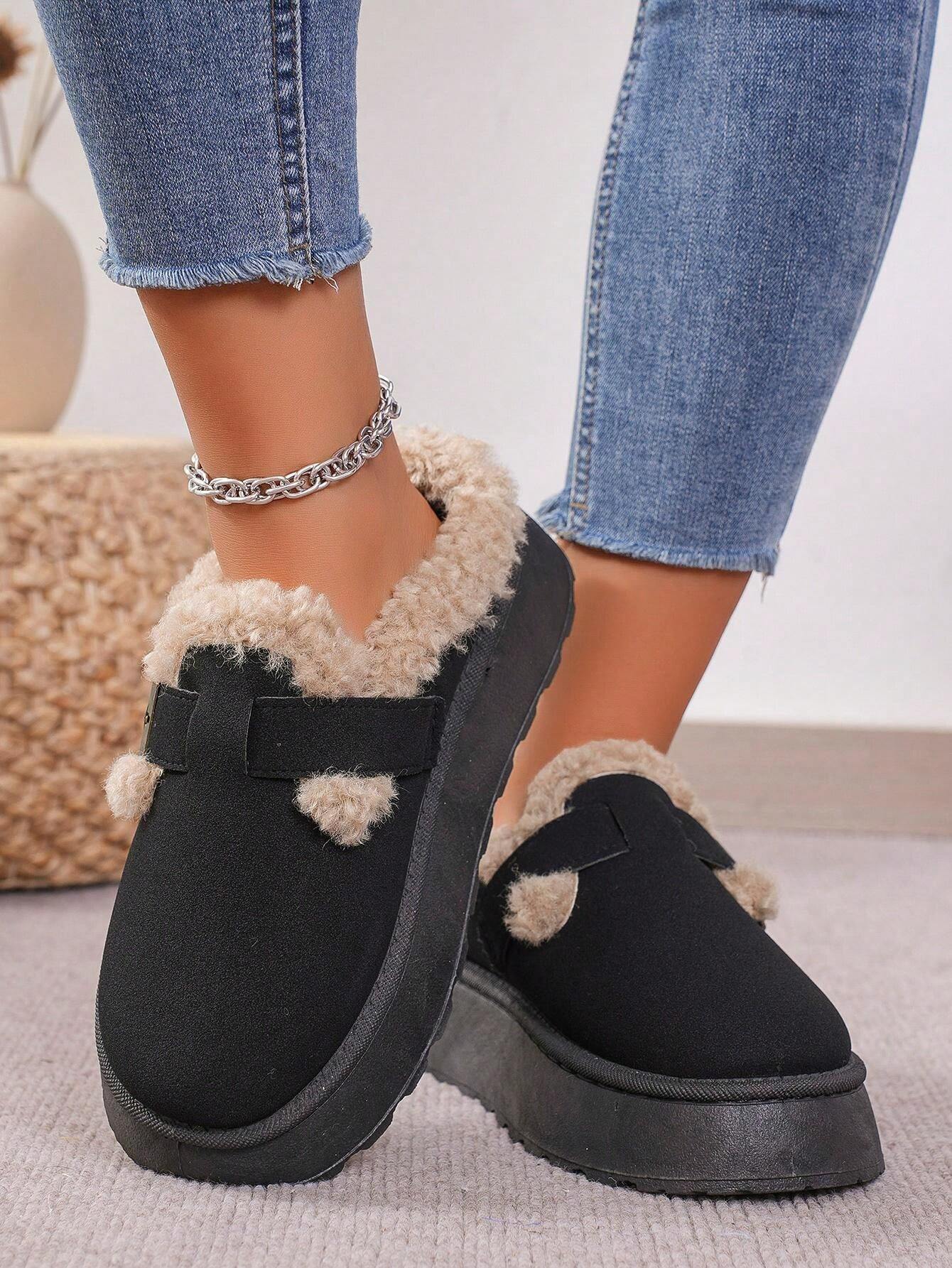 Cozy Winter Plush Lined Platform House Slippers