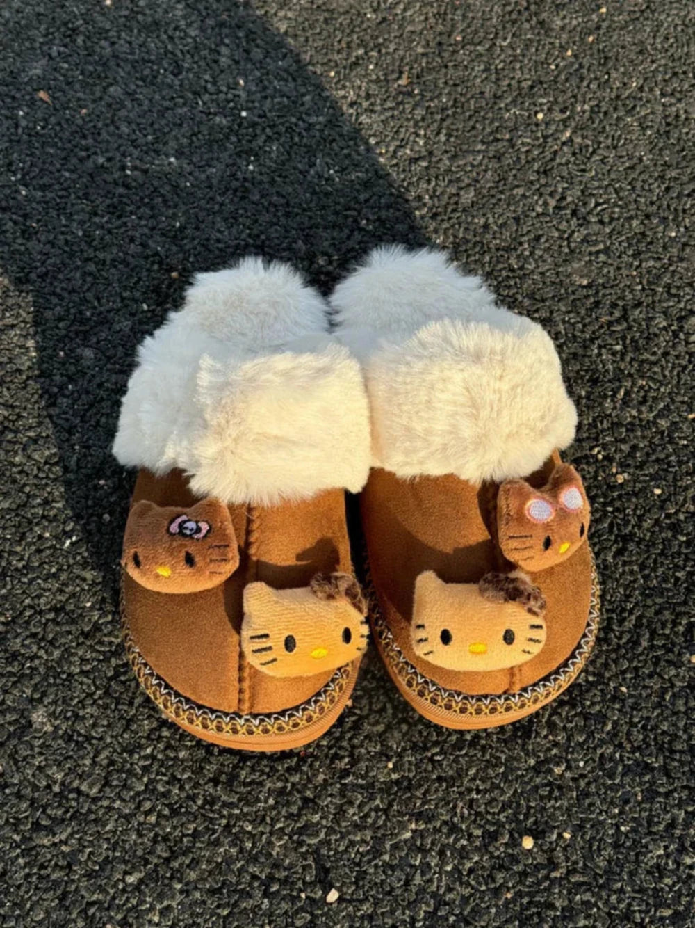 Plush Hello Kitty Themed Cozy Winter Slippers