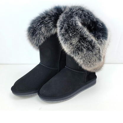 Women's Suede Leather Winter Snow Boots