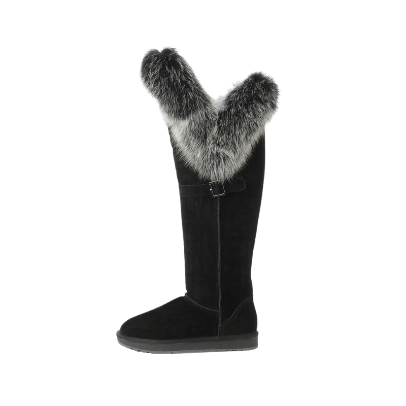 Furry Long Winter Snow Boots With Strap