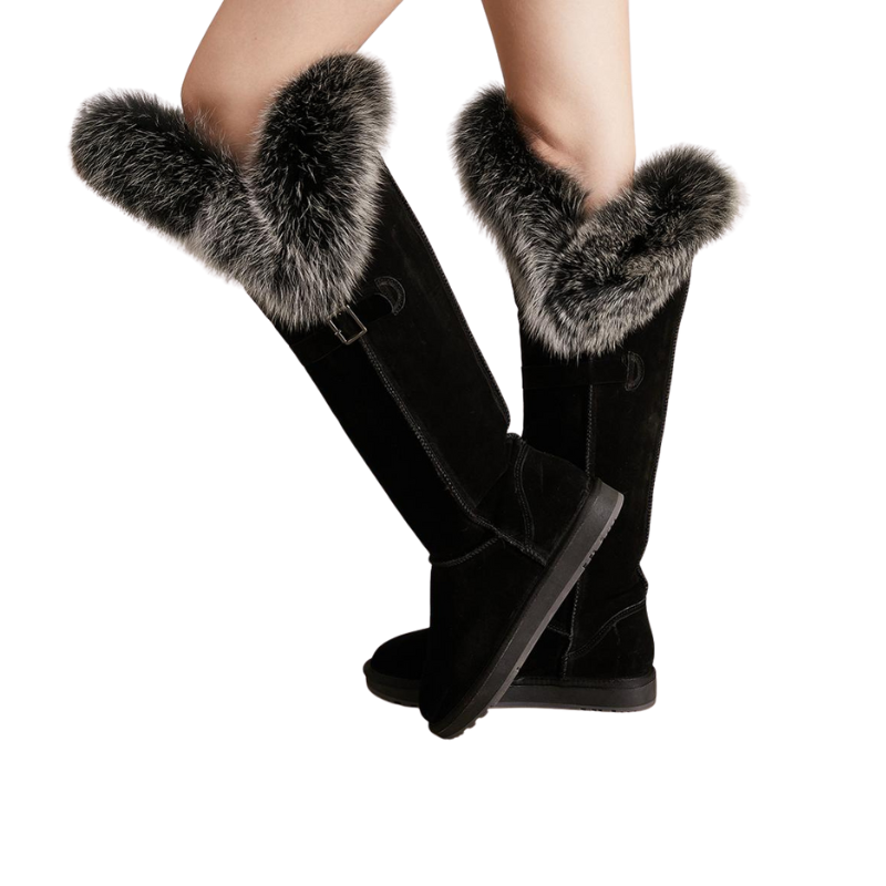 Furry Long Winter Snow Boots With Strap