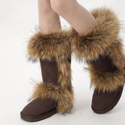 Leather Knee High Suede Winter Boots For Women