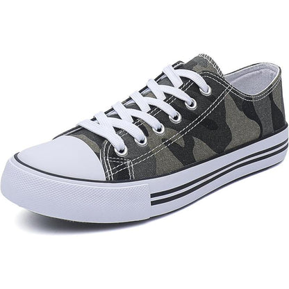 Mono Canvas Sneakers With Lace Up Detail