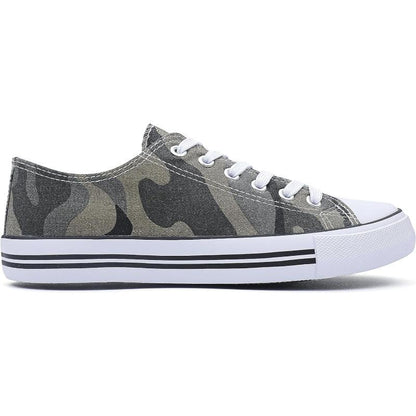 Mono Canvas Sneakers With Lace Up Detail