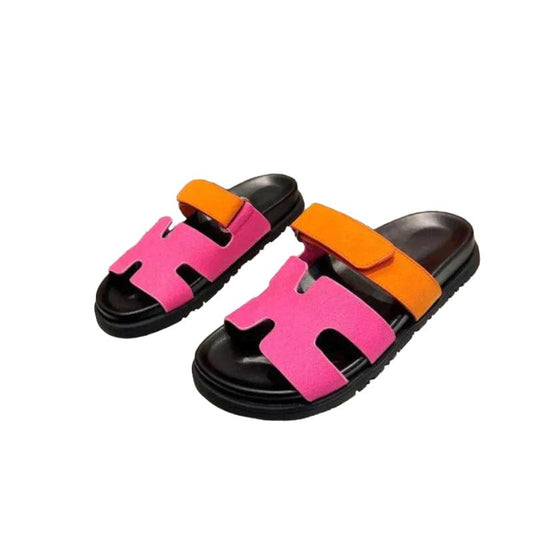 Modern Two Tone Slide Sandals For Women