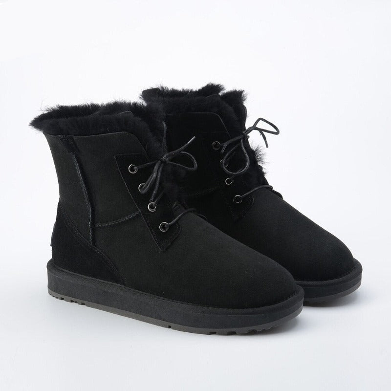 Leather Women Short Ankle Winter Boots