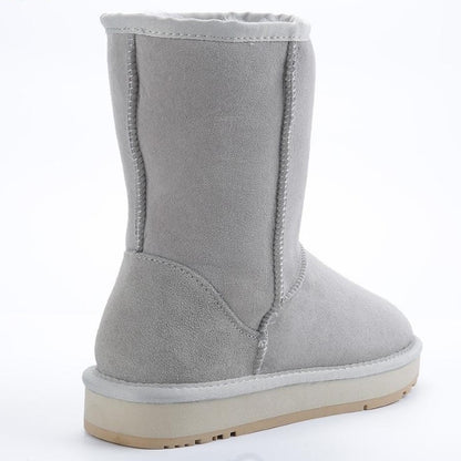 Natural Leather Mid calf Winter Snow Boots