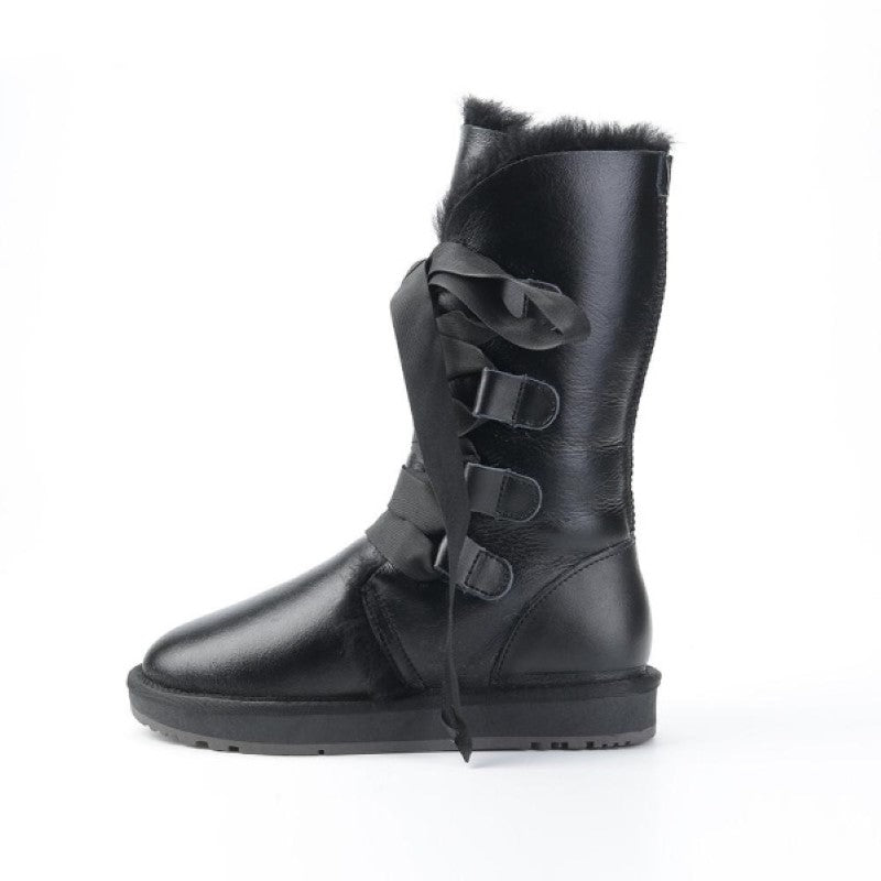 Women High Winter Lace Up Strap Snow Boots