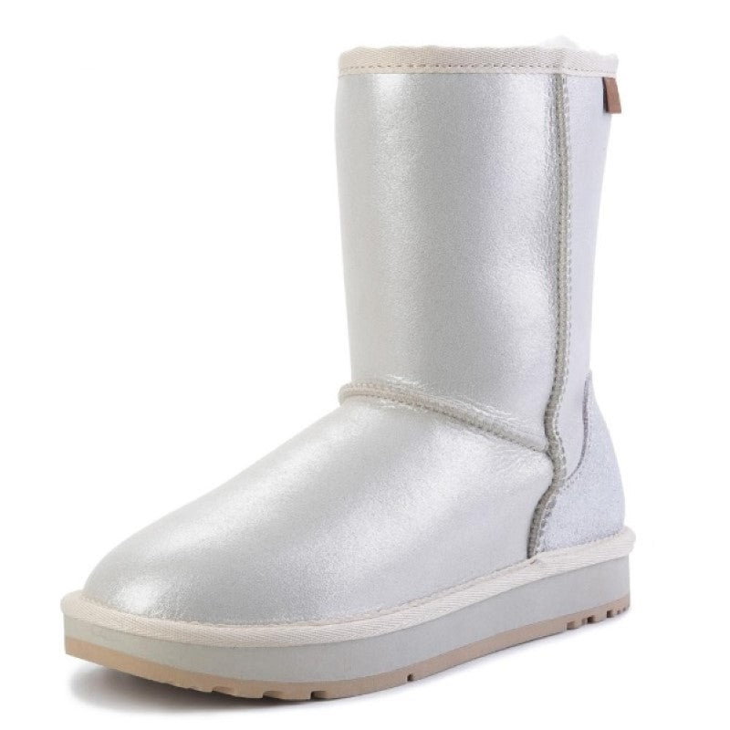 Natural Fur Lined White Casual Winter Snow Boots