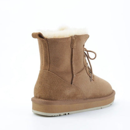 Leather Natural Wool Lined Casual Snow Boots