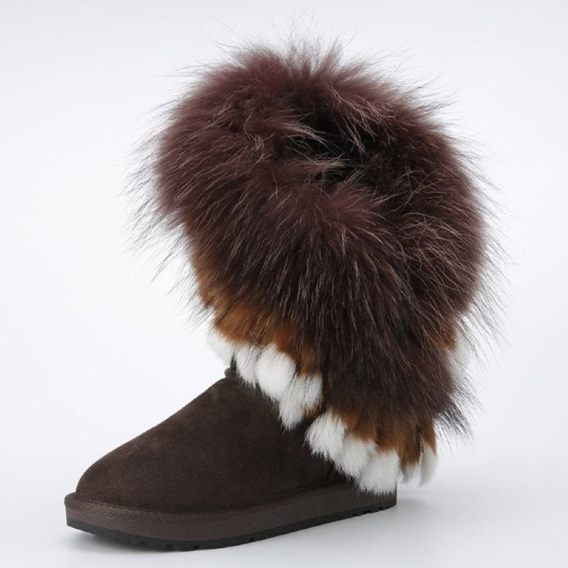 Woman Leather Warm Snow Boots