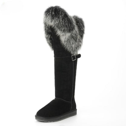 Over The Knee Black Strap Snow Boots
