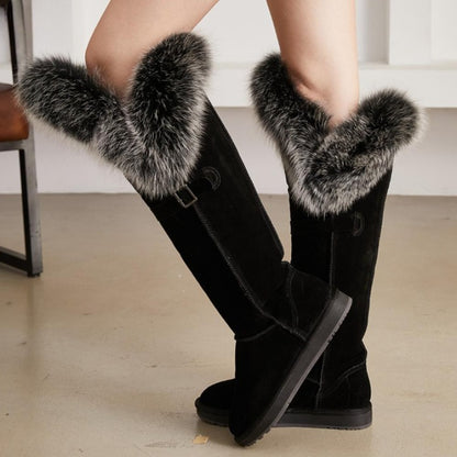 Over The Knee Black Strap Snow Boots
